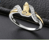 Elegant Two Tone Prayer Ring Cubic Zirconia Accent